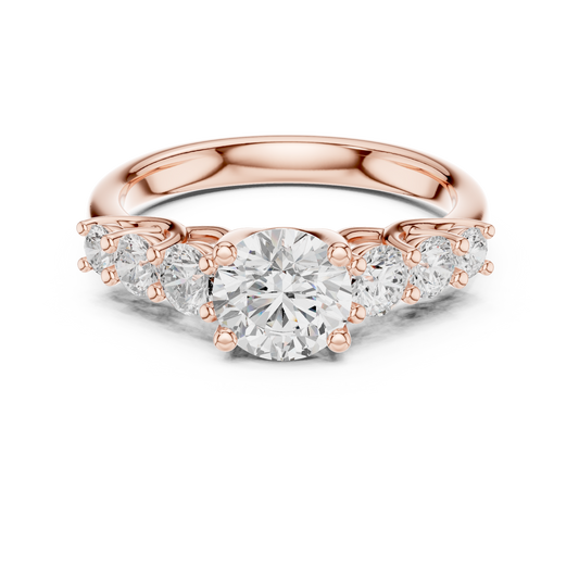 1.16 CT Luxe Craftsmanship Elegant Round Cut Moissanite Diamond Seven Stone Luxurious Ring