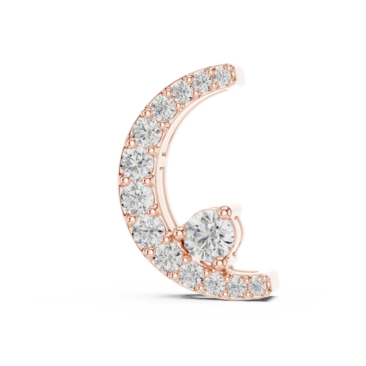 0.21 TCW Crescent Moon Moissanite Diamond Round Cut Pendant in Gold with Pave Accents For Gift