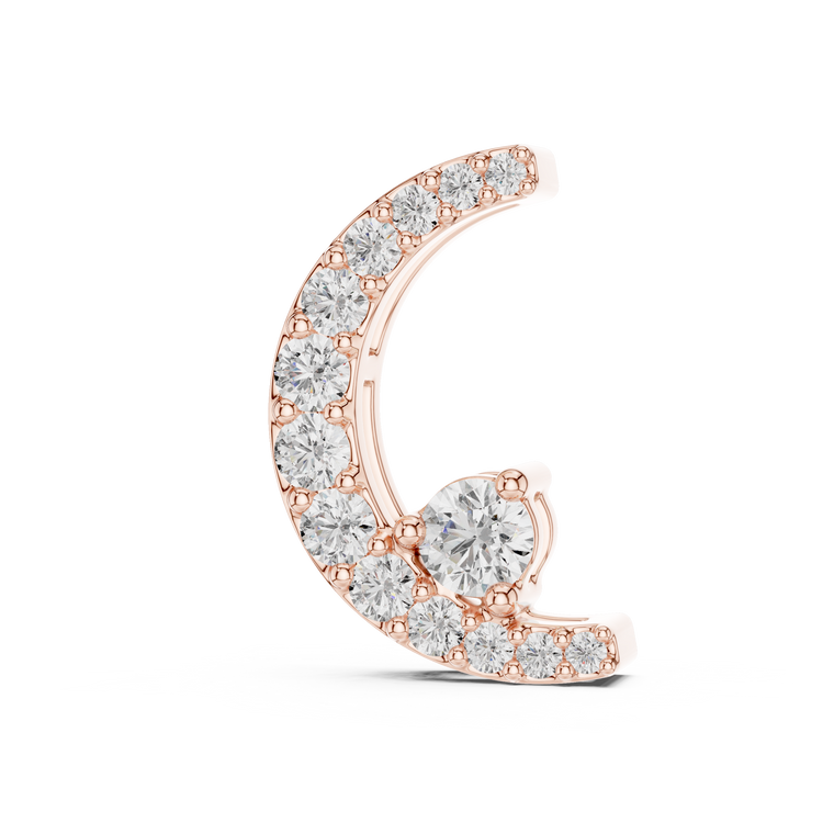 0.21 TCW Crescent Moon Moissanite Pendant with Pave Accents - view 2
