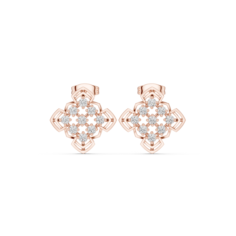 Honeycomb Lattice Round Openwork Stud Earrings - view 2