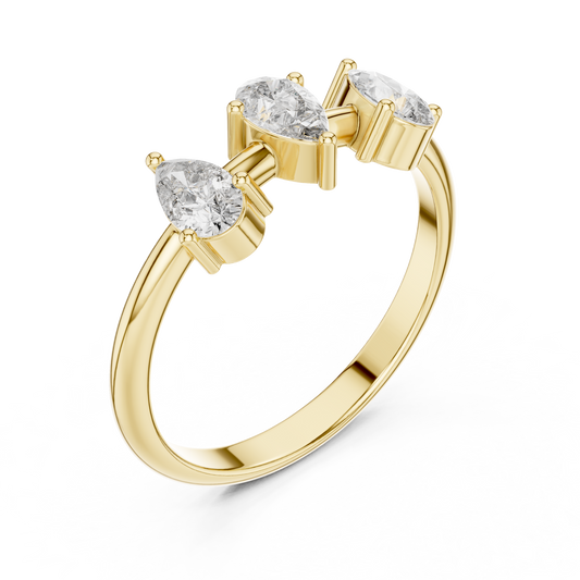Contemporary Three Stone Pear Moissanite Ring - view 4