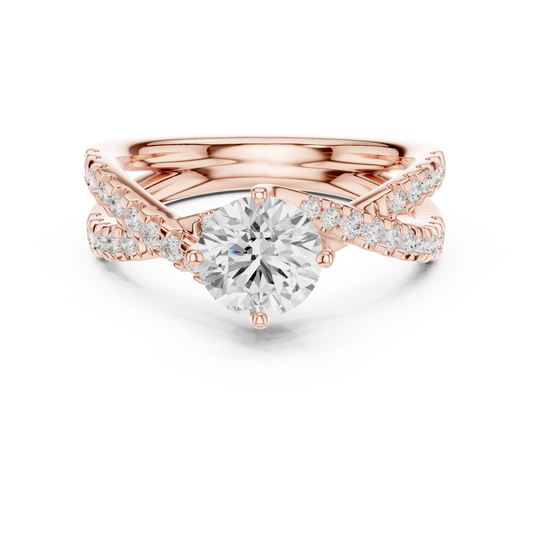 1.15 CT Twisted Shank Band Round Moissanite Diamond Solitaire Ring in Radiant Gold For Stillness