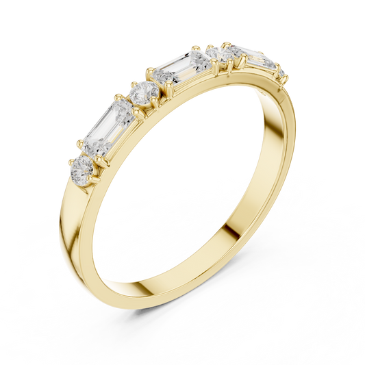 Baguette and Round Moissanite Half Eternity Wedding Band - view 4