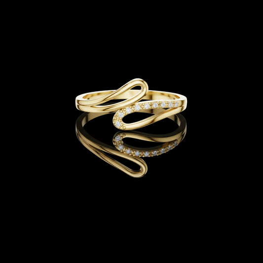 0.04 CT Graceful Open Swirl Ring Featuring Sparkling Moissanite Pave Diamond Accents for a Modern Look