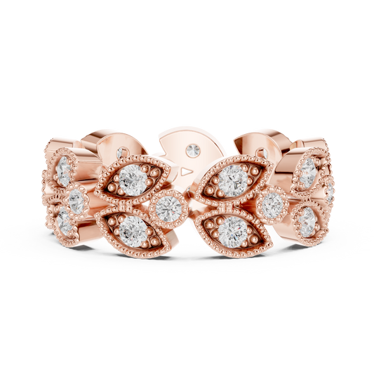 Vintage Floral Marquise & Round Lab Diamond Eternity Band Ring - view 2