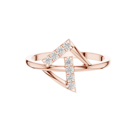 0.12 TCW Signature Collection Modern Chevron Moissanite Diamond Ring in Polished Gold