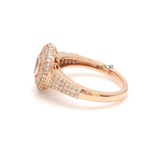 Sparkling Ice Pink sapphire heart and diamond Gold Ring #Ivevar