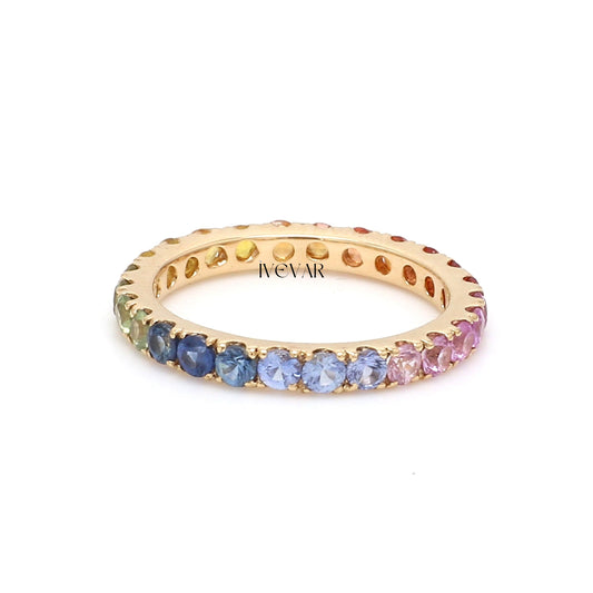 Enchanted Rainbow Delight sapphire multi sapphire eternity ring#Ivevar