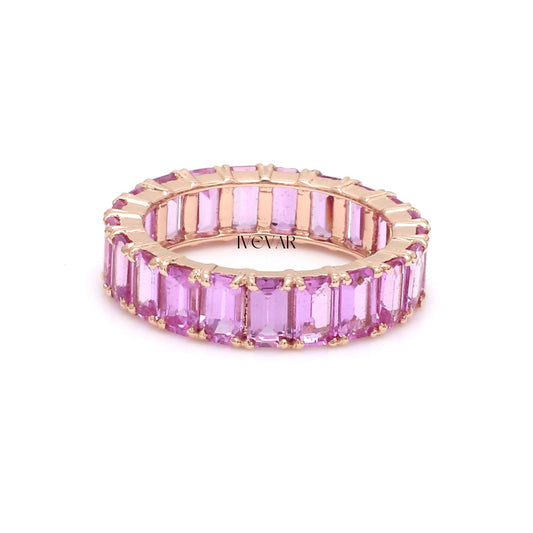 Diamond Embers Pink sapphire emerald cut Rose Gold Ring #Ivevar