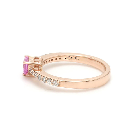 Diamond Dusk Pink sapphire heart 14K goldRing #Ivevar