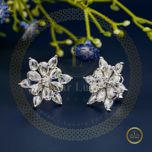 Luxury rose cut diamond halo earrings by Ivevar